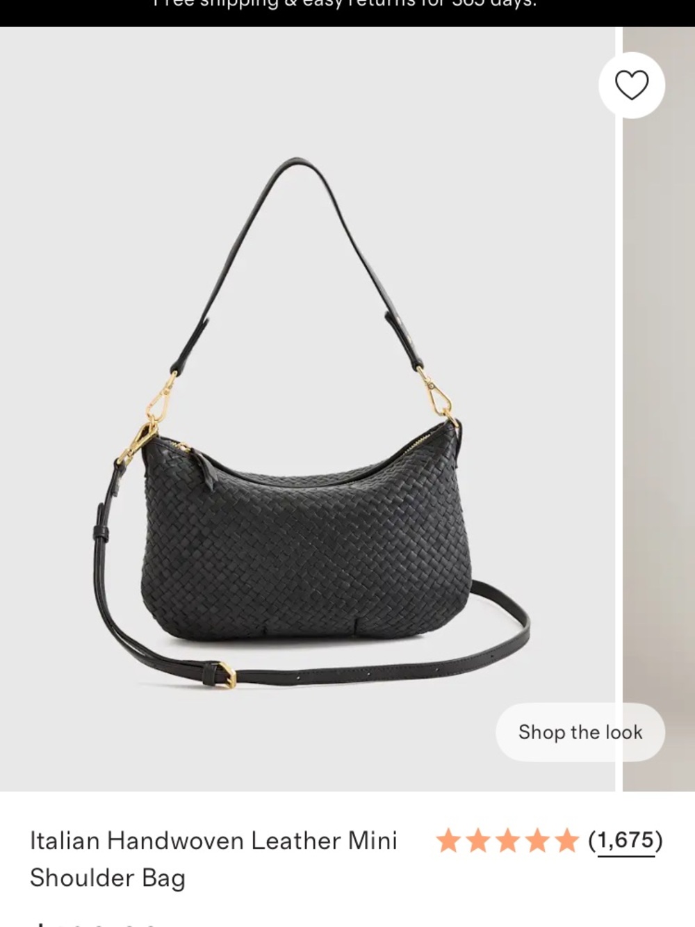 Quince Italian Handwoven Leather Mini Shoulder Bag Black NWOT